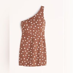 Abercrombie & Fitch Polka Dot One Shoulder Linen Dress Size Small